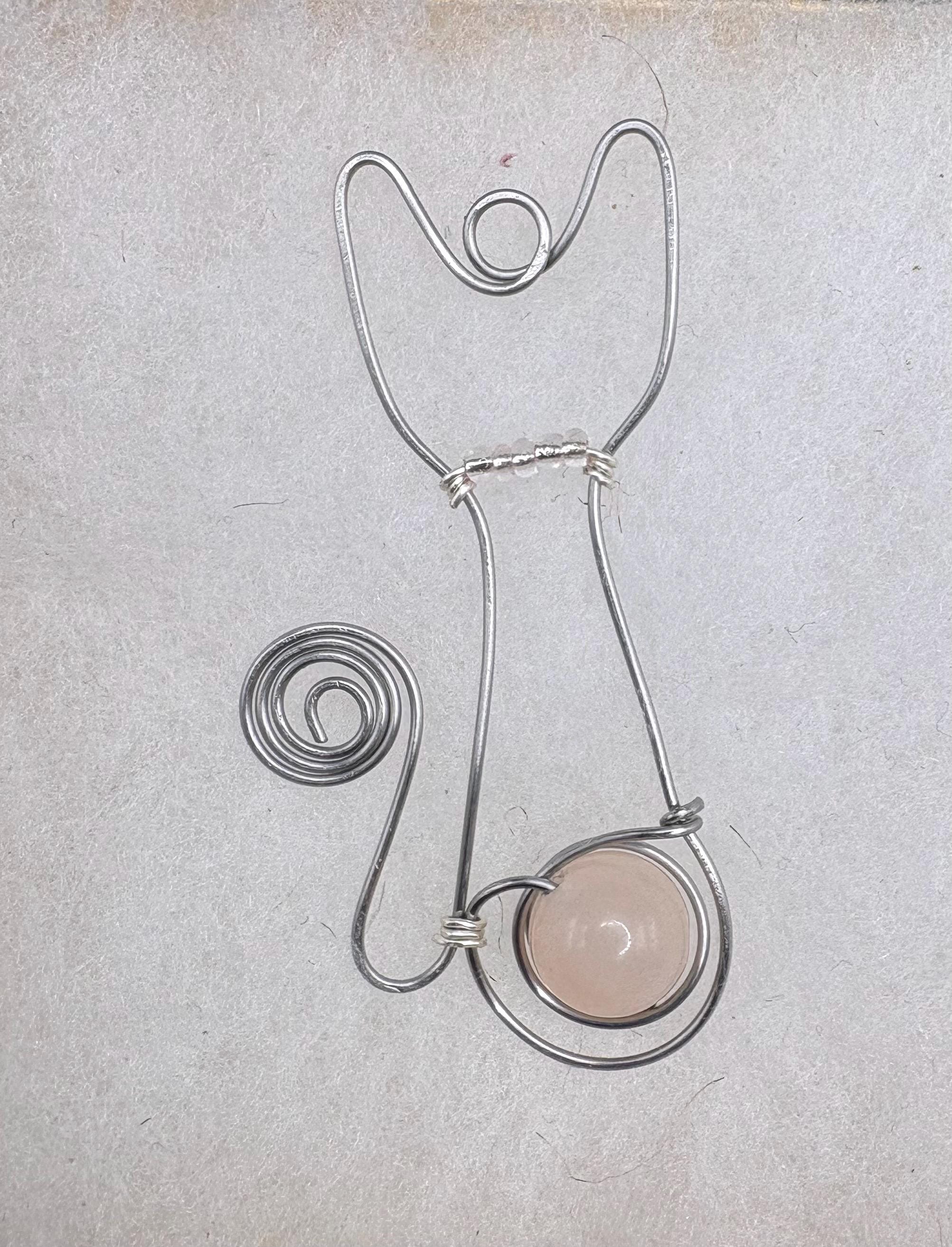 Whimsical Wire Wrapped Kitty Cat Pendant image 2