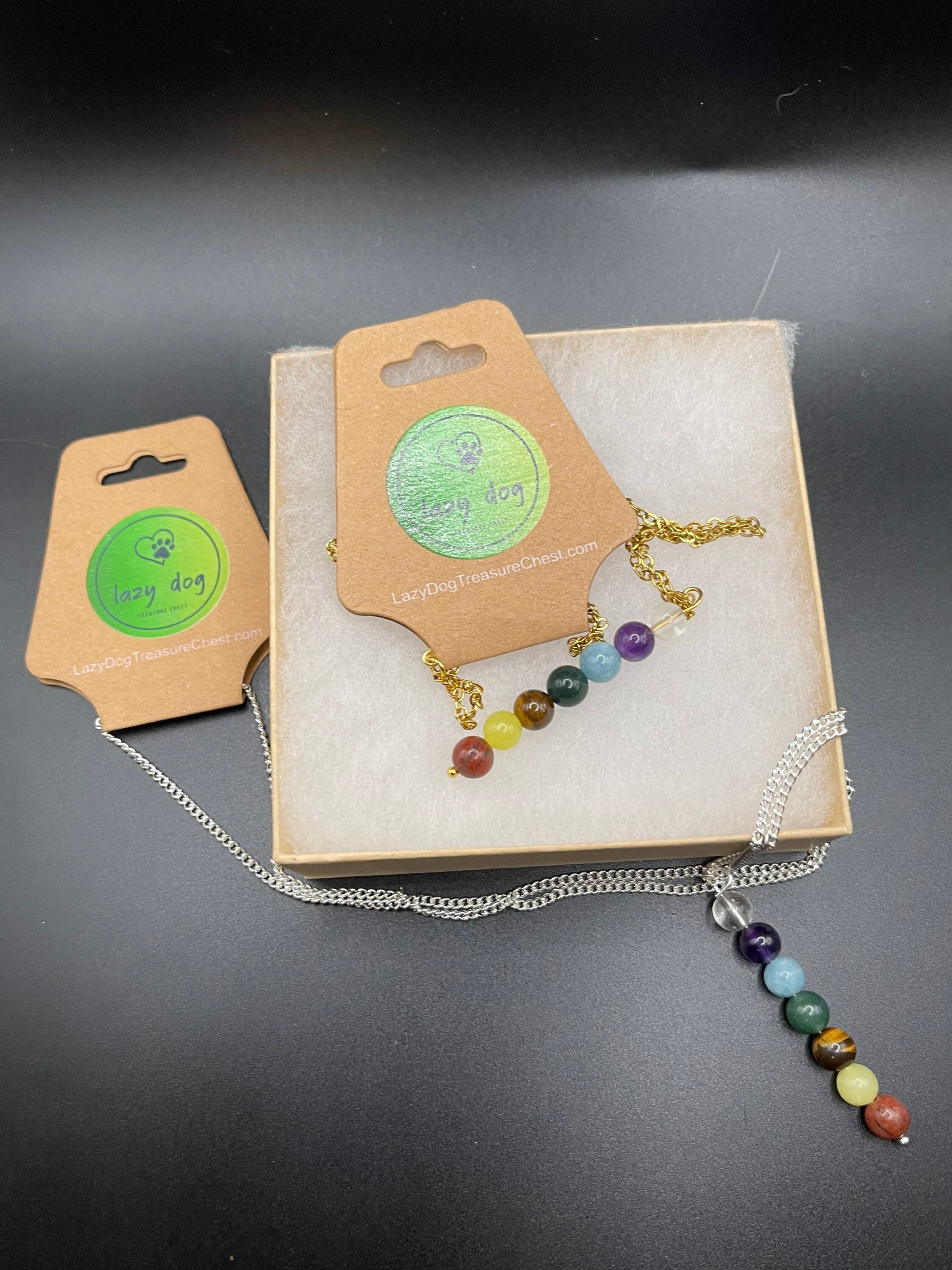 Handmade Chakra Gemstone Pendant Necklace | Jasper, Citrine, Tiger& image 4