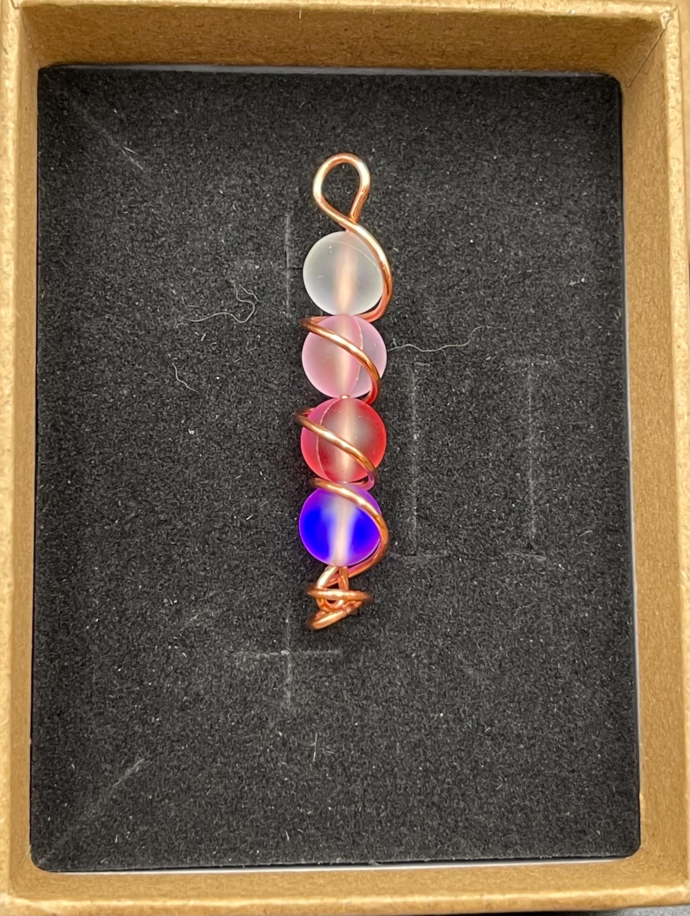 Aura Bead Wire Wrapped Pendant, Iridescent Glass Bead Necklace image 5
