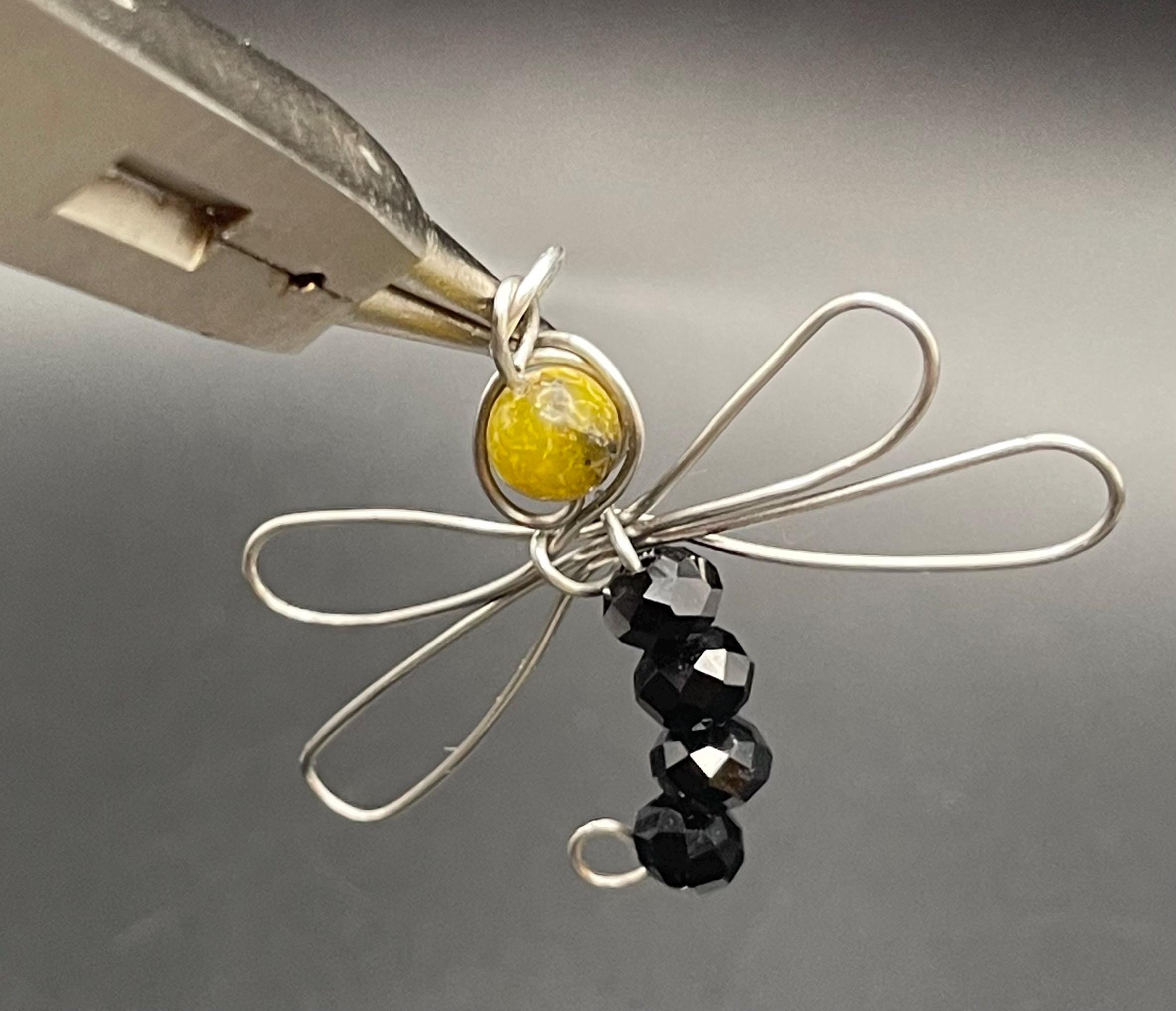 Wire Wrapped Dragonfly Pendant | Copper, Silver, Aquamarine, Pearl, Glass Beads image 8