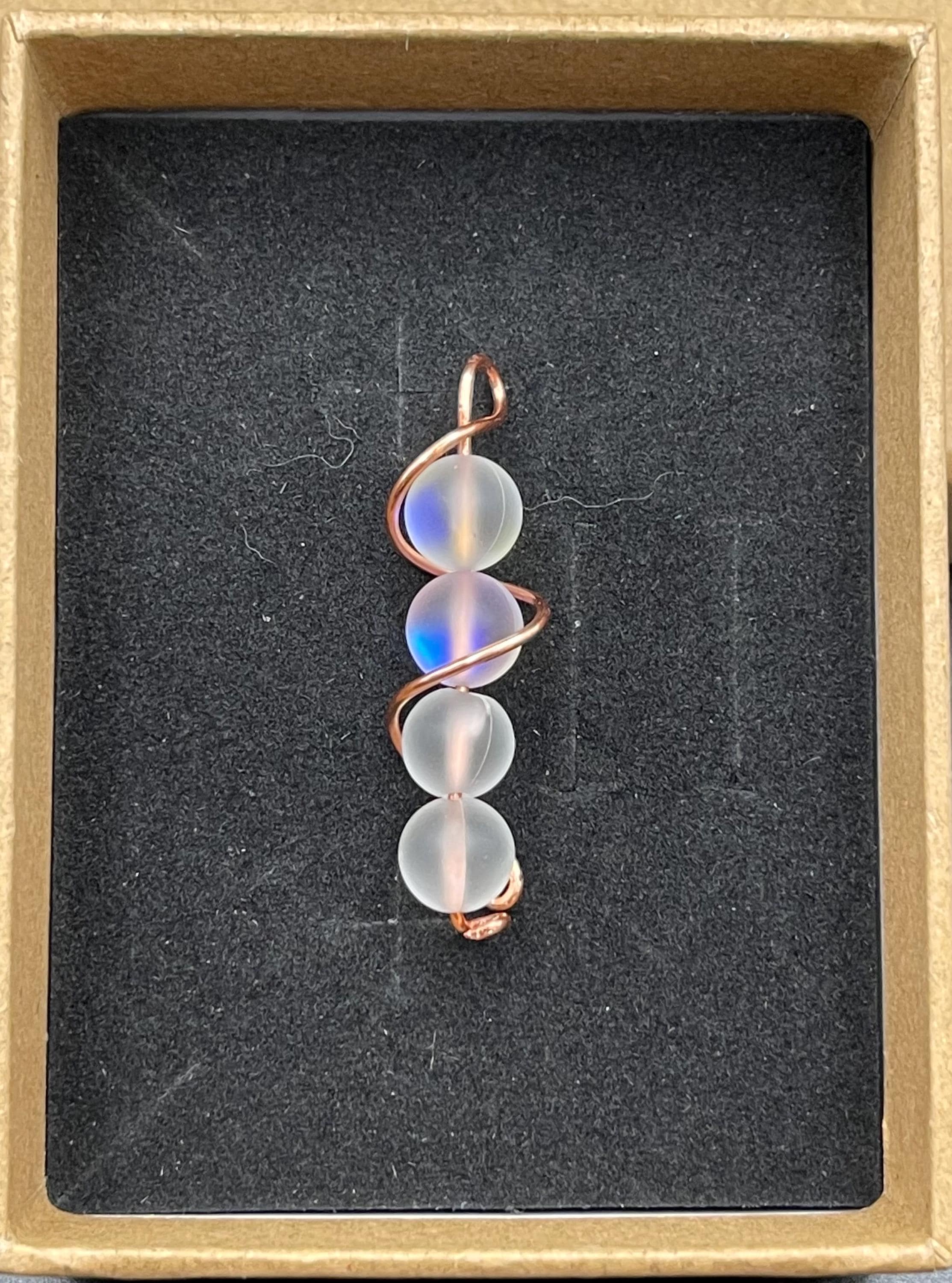 Aura Bead Wire Wrapped Pendant, Iridescent Glass Bead Necklace image 3