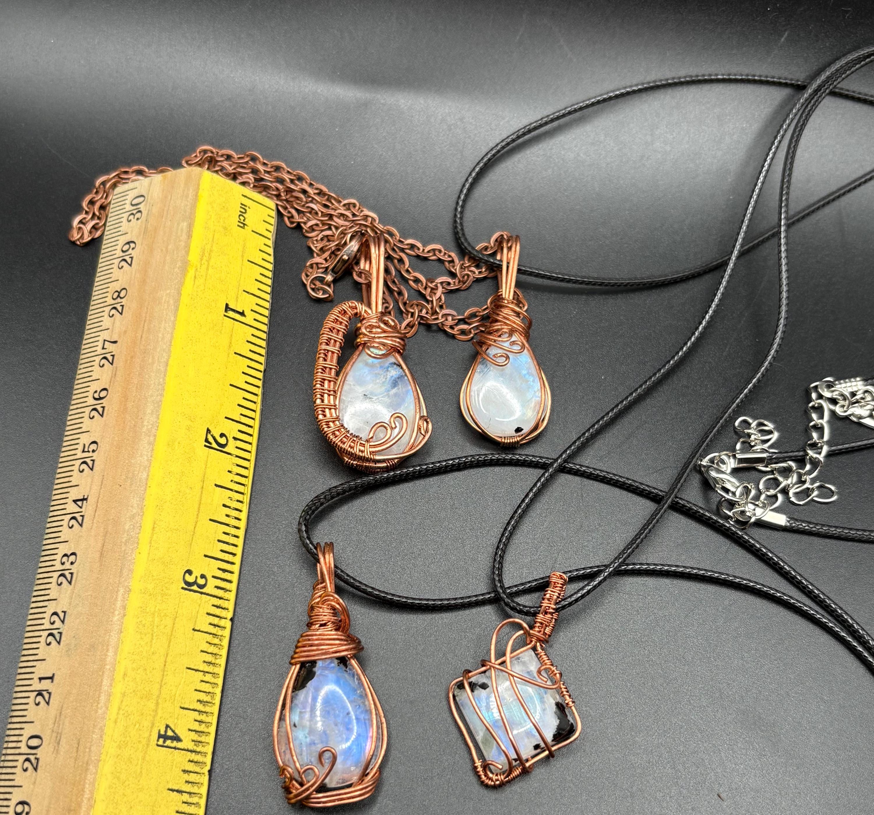 Rainbow Moonstone Pendant Necklace | Copper Wire Wrapped Crystal Jewelry | Metaphysical Gift image 8