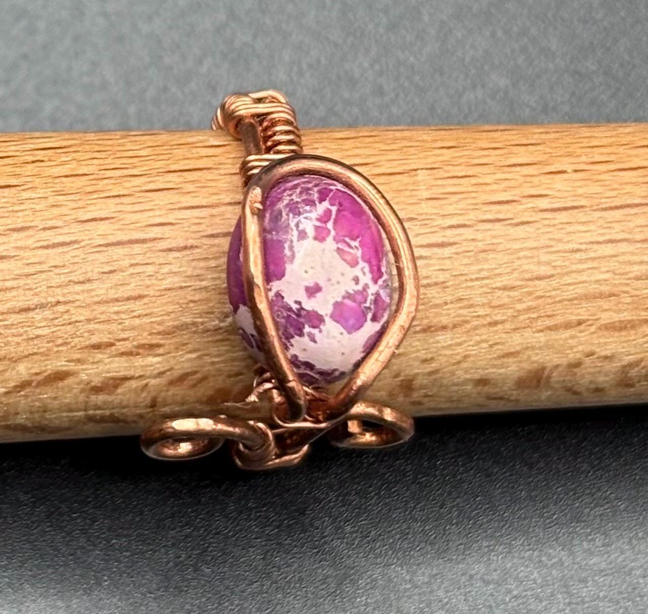 Handmade Wire Wrapped Gemstone Rings | Copper, Lapis, Quartz, Jasper Boho Style image 6