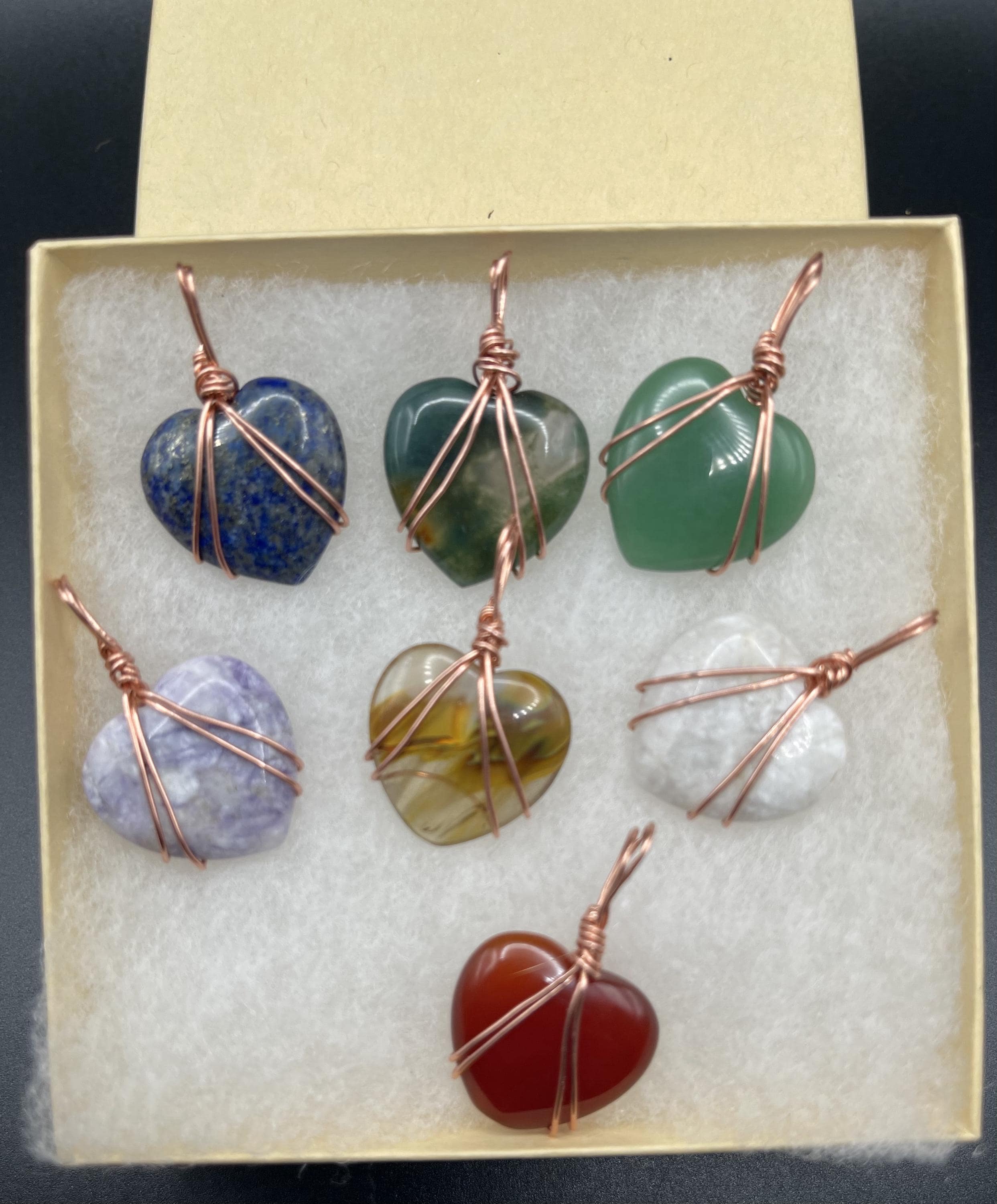 Heart Shaped Semi Precious Stone Pendant, Wire Wrapped Gemstone Heart Necklace image 7