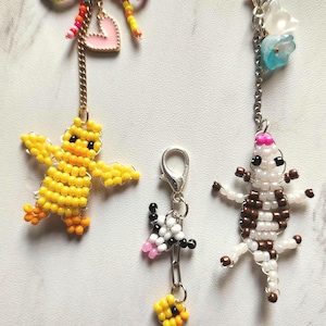 Handmade Beaded Animal Keychain – Cow and Chick Farm Charm