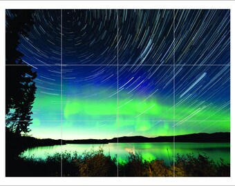 Aurora boriealis printed on ceramic tile