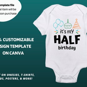 Baby Half Birthday Design Template & Printable - Six 6 Month Birthday - Customizable Personalizable Editable - Instant Digital Download