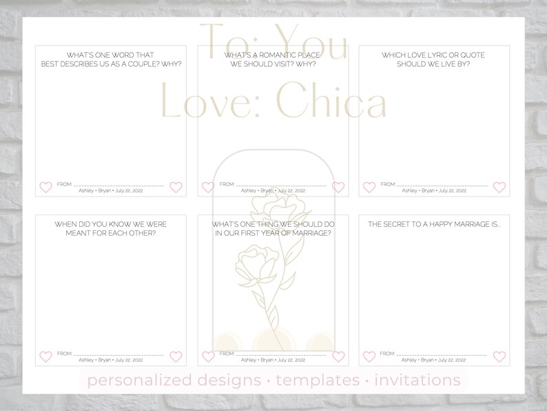 Wedding Guest Book Prompt Template Modern Wedding Minimalist Etsy
