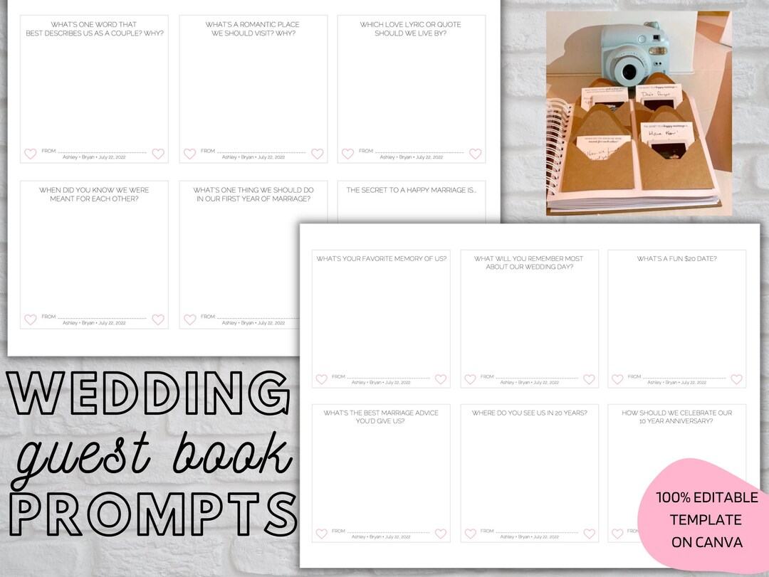 Wedding Guest Book Prompt Template, Modern Wedding, Minimalist Wedding