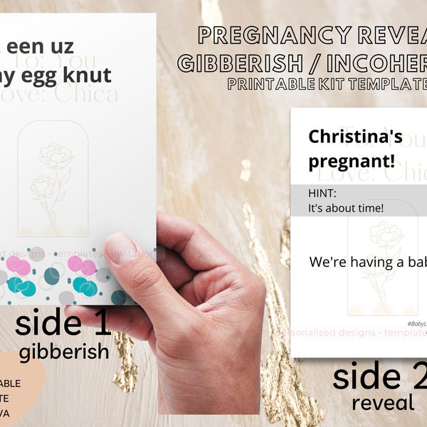 Gibber Incoherent Pregnancy Reveal Jumble Template, Guess the Phrase, Surprise Announcement Preggo Game Reveal - Customize Digital Download