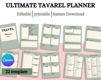 Editable Travel Planner Templates: Canva Trip Journal (Digital Download)
