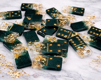 Custom Resin Dominoes Set | Personalized Colour Dominoes | Add Initial on Back