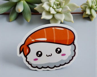 Pegatina de sushi kawaii - Calcomanía de comida impermeable