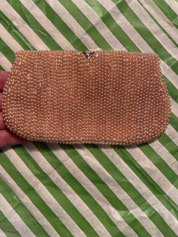 vintage beaded clutch japan made purse - image 2