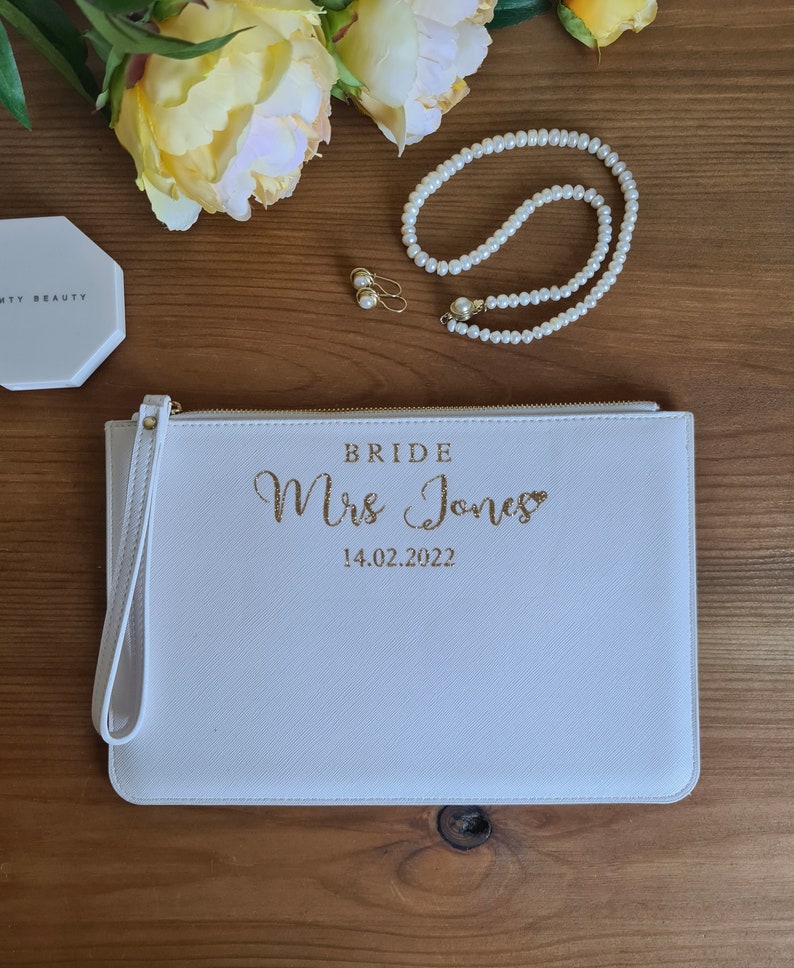 Borsa da matrimonio personalizzata, pochette da sposa personalizzata, regali per damigella d'onore Pochette da damigella d'onore personalizzata, regalo di nozze personalizzato immagine 8