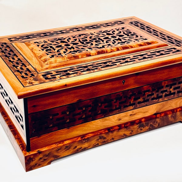 Moroccan bazaar Wooden Box Keepsake Storage Jewelry Decor Organizer Thuya Burl Vintage Decorative Box