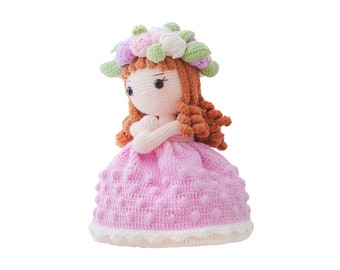 Poupée Réversible En Crochet Rubu22a - Bouquet De Mariée Transformable En Figurine, Coton Laiteux, 4,3 Pouces - 6