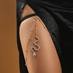 Cadena de serpiente para pierna para mujer, estilo bohemio, para el cuerpo, para bikini, playa, vacaciones, joyería corporal, cadena para pierna para mujer, cadena para el cuerpo para el muslo