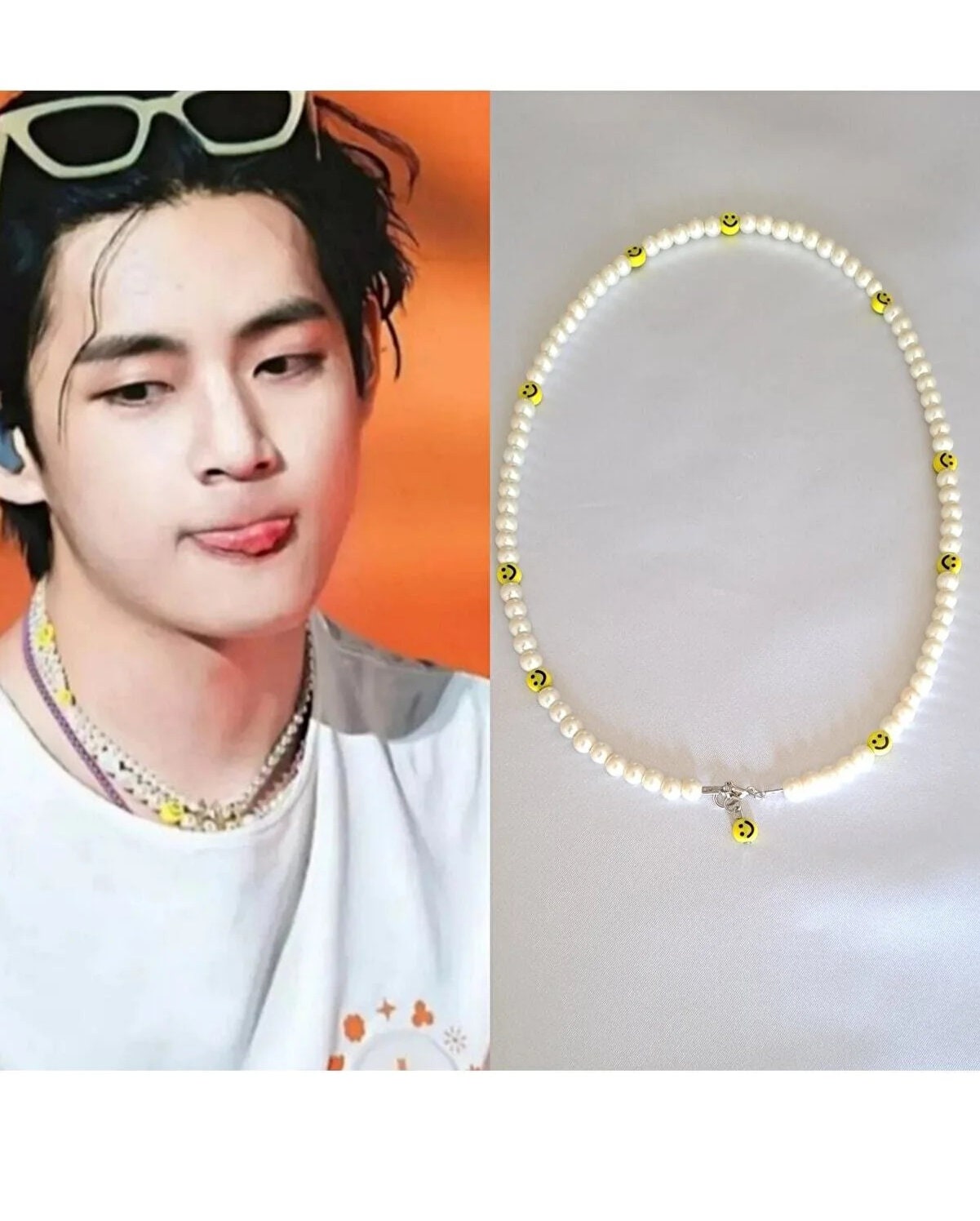 BLACKPURPLE☆BTS Vさん着用☆SMILE & PEARL NECKLACE BLACKPURPLE☆BTS Vさん着用☆SMILE & PEARL NECKLACE