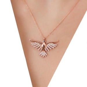 Silver Phoenix Necklace. Multicolor Firebird Necklace. Bridal Shower Necklace Silver. Honeymoon Necklace. İmmortal Phoenix Necklace.