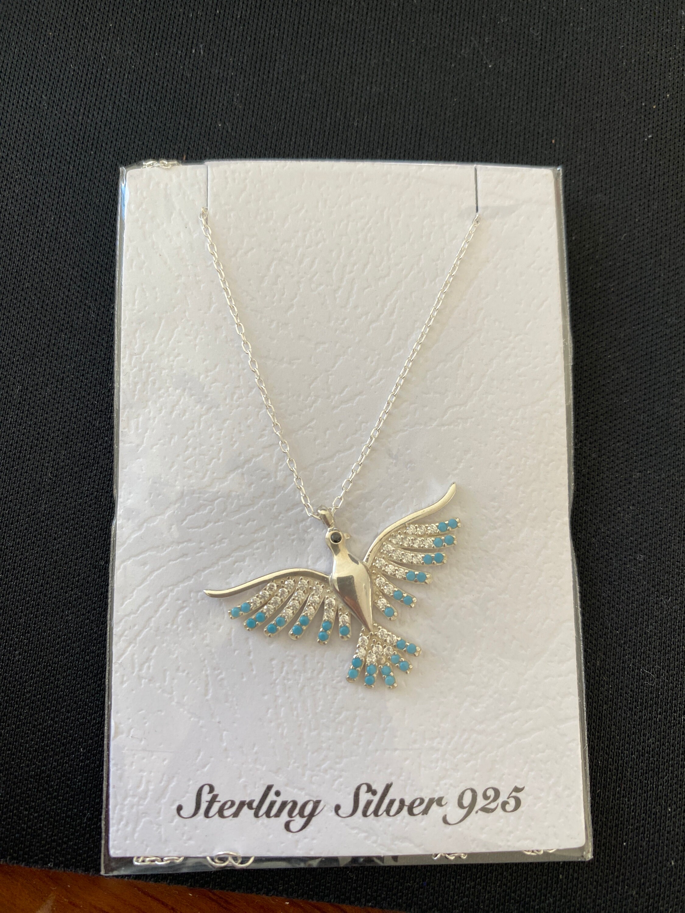 Silver Blue Phoenix Necklace. Phoenix Necklace for Women