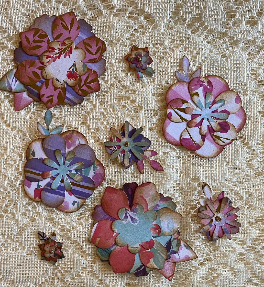 Handmade Paper Flower Embellishments for Scrapbooking, Card Making ...