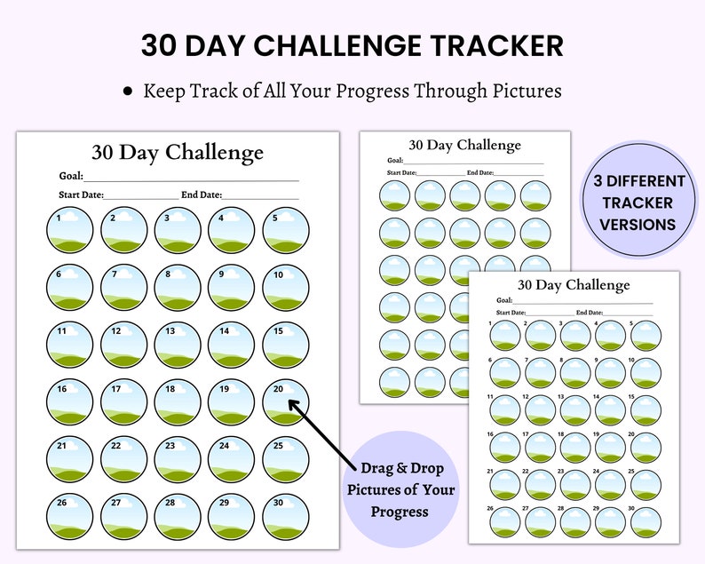 30 Day Challenge Tracker Editable 30 Day Tracker Progress - Etsy