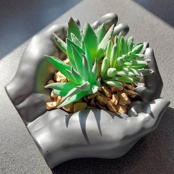 Beautiful handcast and painted concrete ornament hands - stunning home decor pieces - lovely gift idea- add artificial succulents in options