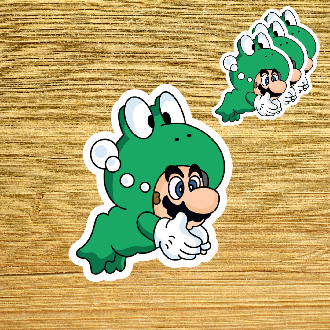 Super Mario Frog Sticker Super Mario Vinyl Sticker Funny Etsy
