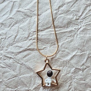 Cosmic Dreamer Necklace Collection – Gold Astronaut Pendants (Moon + Star) | Love and Deepspace Xavier inspired necklace