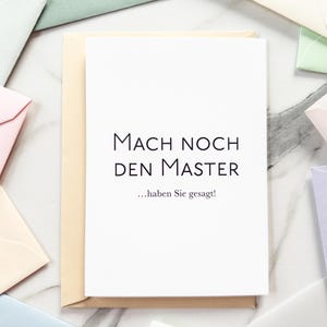 Karte Master Abschluss |  Lustige Karte zum Abschluss | Geschenk zum Master 2025 | Witzige Geschenke Männer | Frauen | Originelle Karte