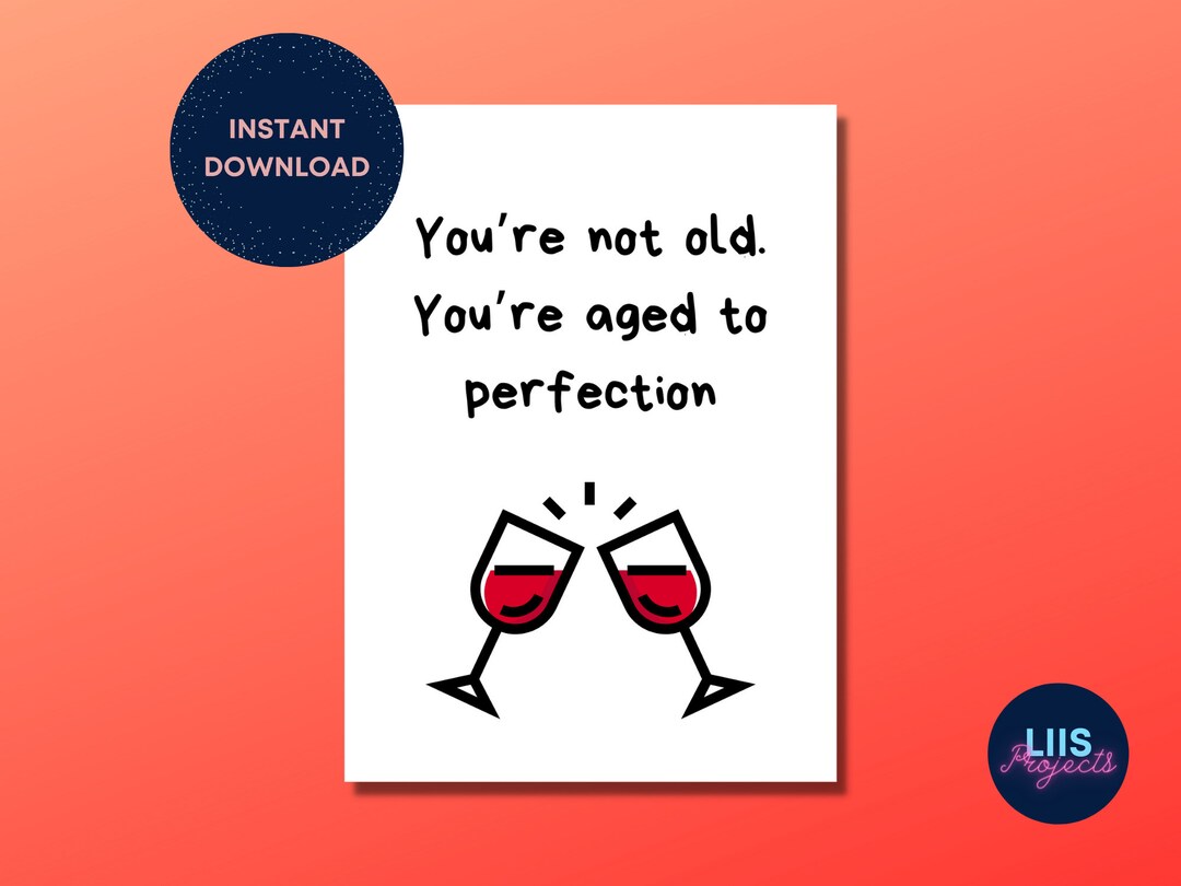 Printable Birthday Card | Digital Download | Funny Card | Wine ...