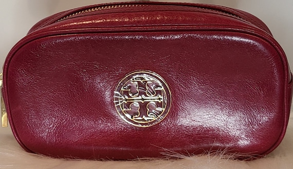 Tory Burch Red Leather Makeup Bag - Etsy