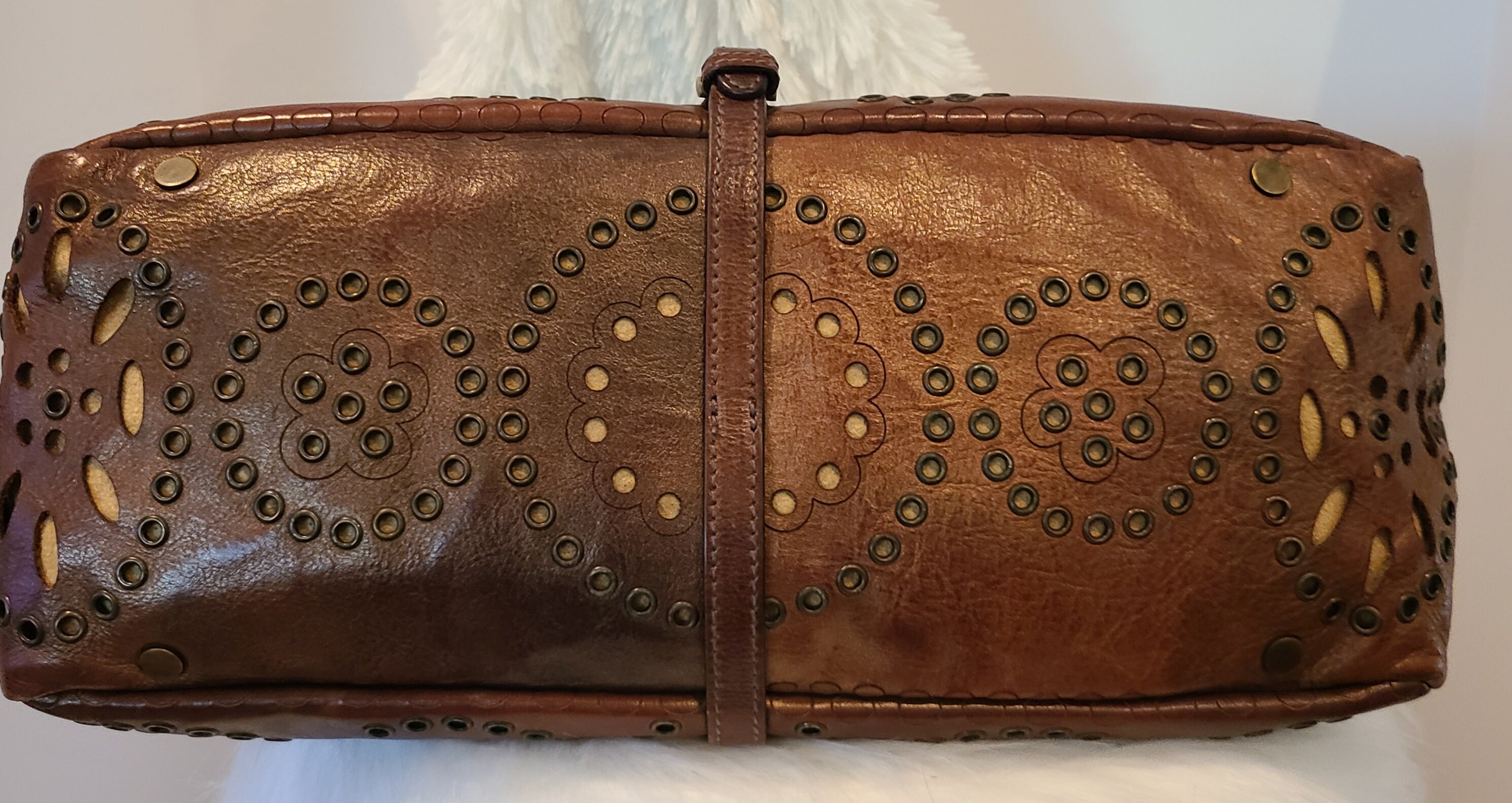 Jimmy Choo Brown Leather and Brads Western Cutout Hobo Etsy