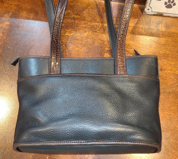 Brighton Vintage Black Pebbled Leather with Brown… - image 2