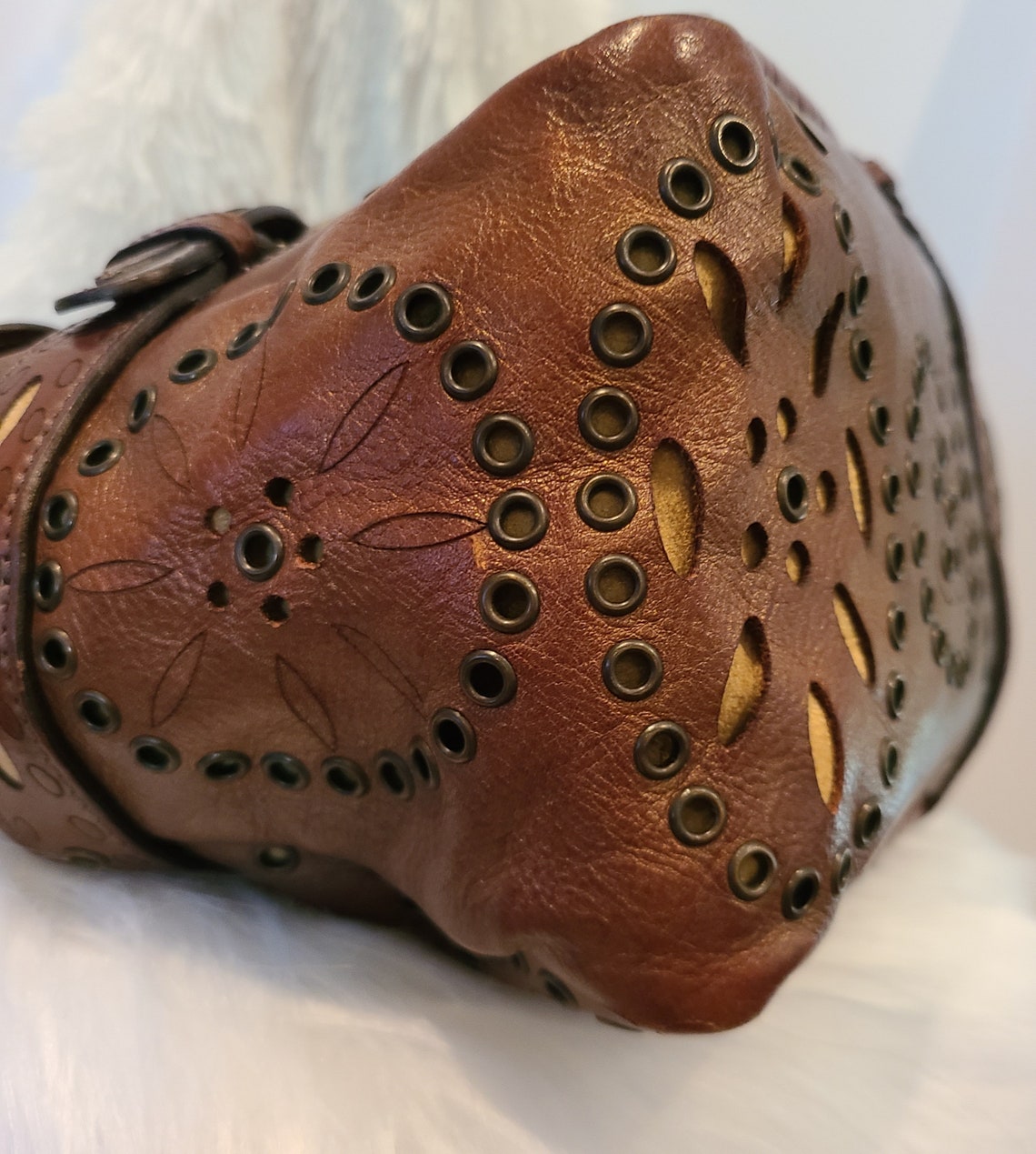 Jimmy Choo Brown Leather and Brads Western Cutout Hobo Etsy