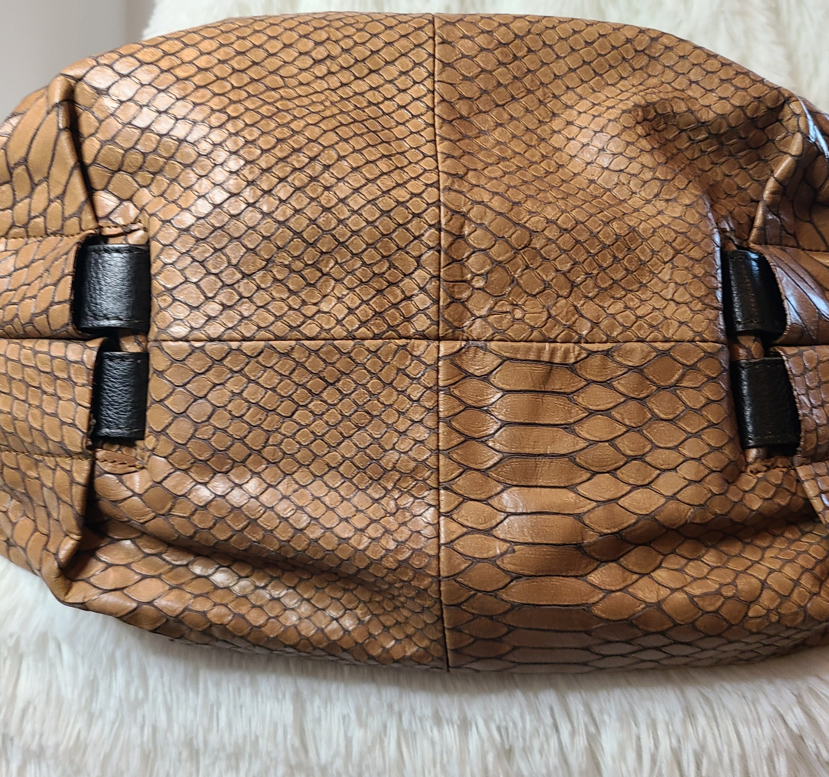 FURLA Elizabeth Hobo Bag LARGE Snake Embossed Leather - AUTH & *EUC* - ORIG  $595