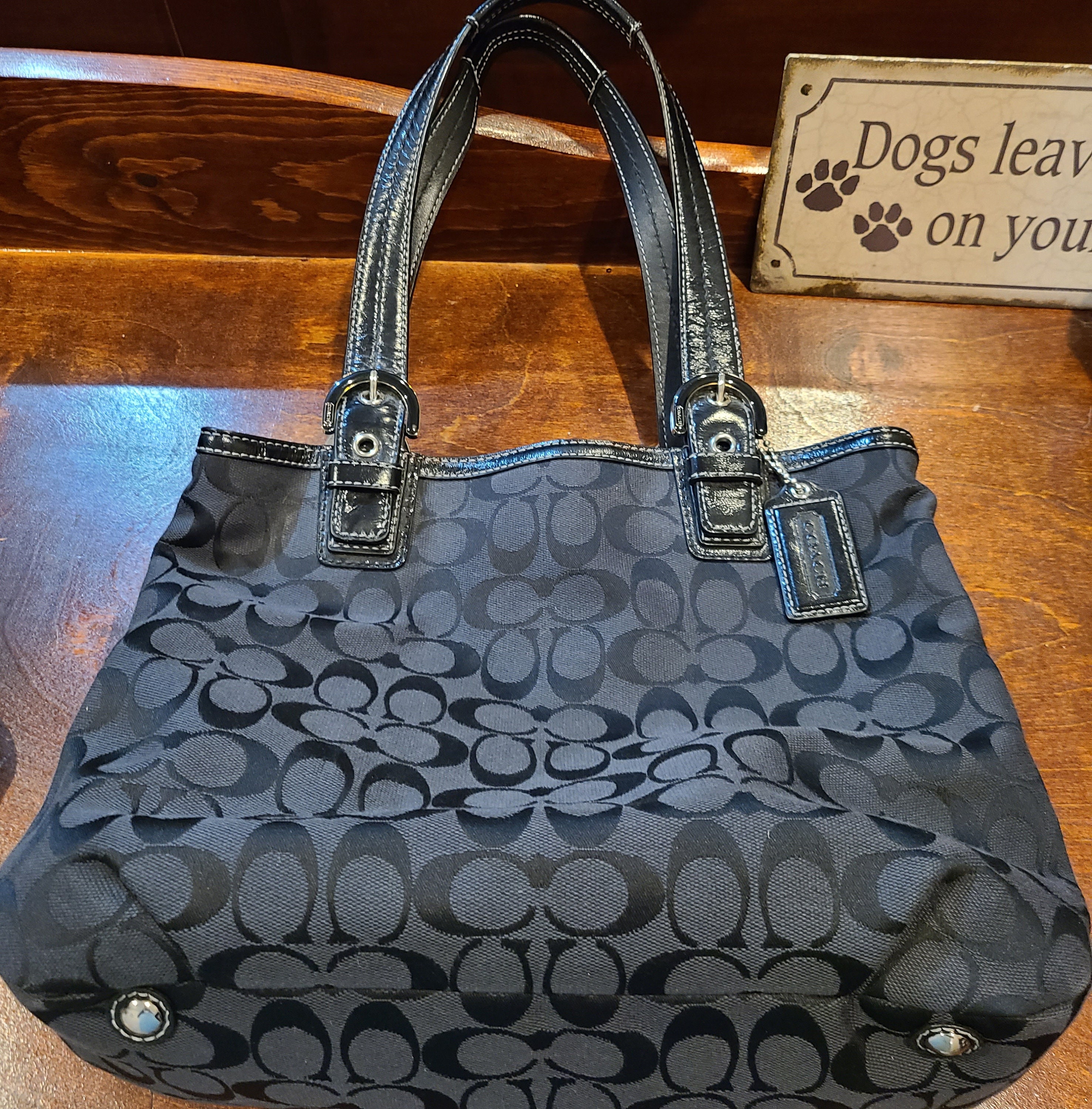 Coach Black Soho Signature Monogram Tote