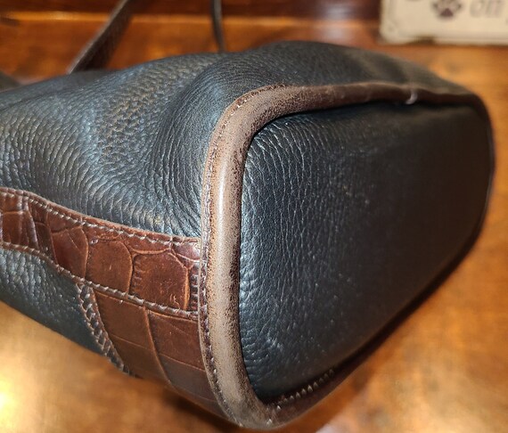 Brighton Vintage Black Pebbled Leather with Brown… - image 5