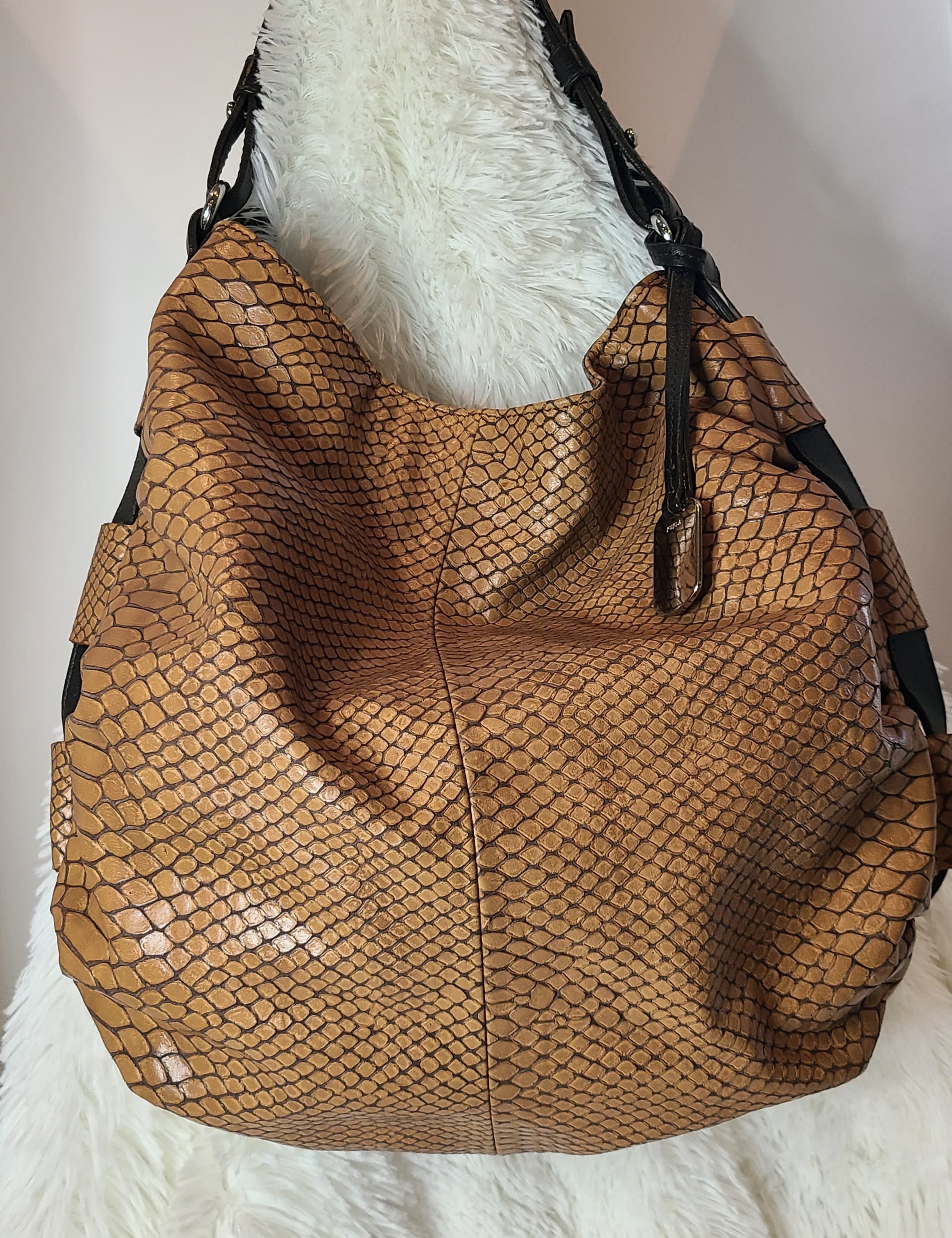 Furla Yellow Croc Embossed Leather Hobo Bag