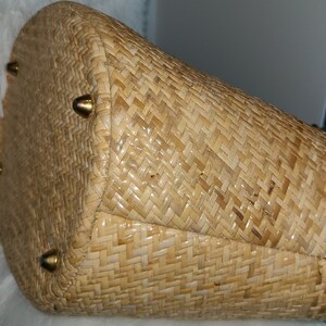 PUTU by J. MacLear Straw and Leather tote with Round Bamboo Handles image 4