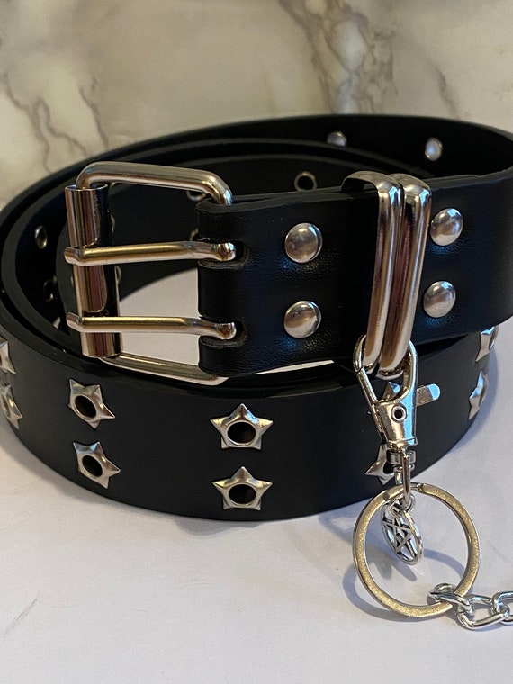 Pentagram Star Grommet Belt: Punk Gothic Keychain Belt - Etsy display picture 2