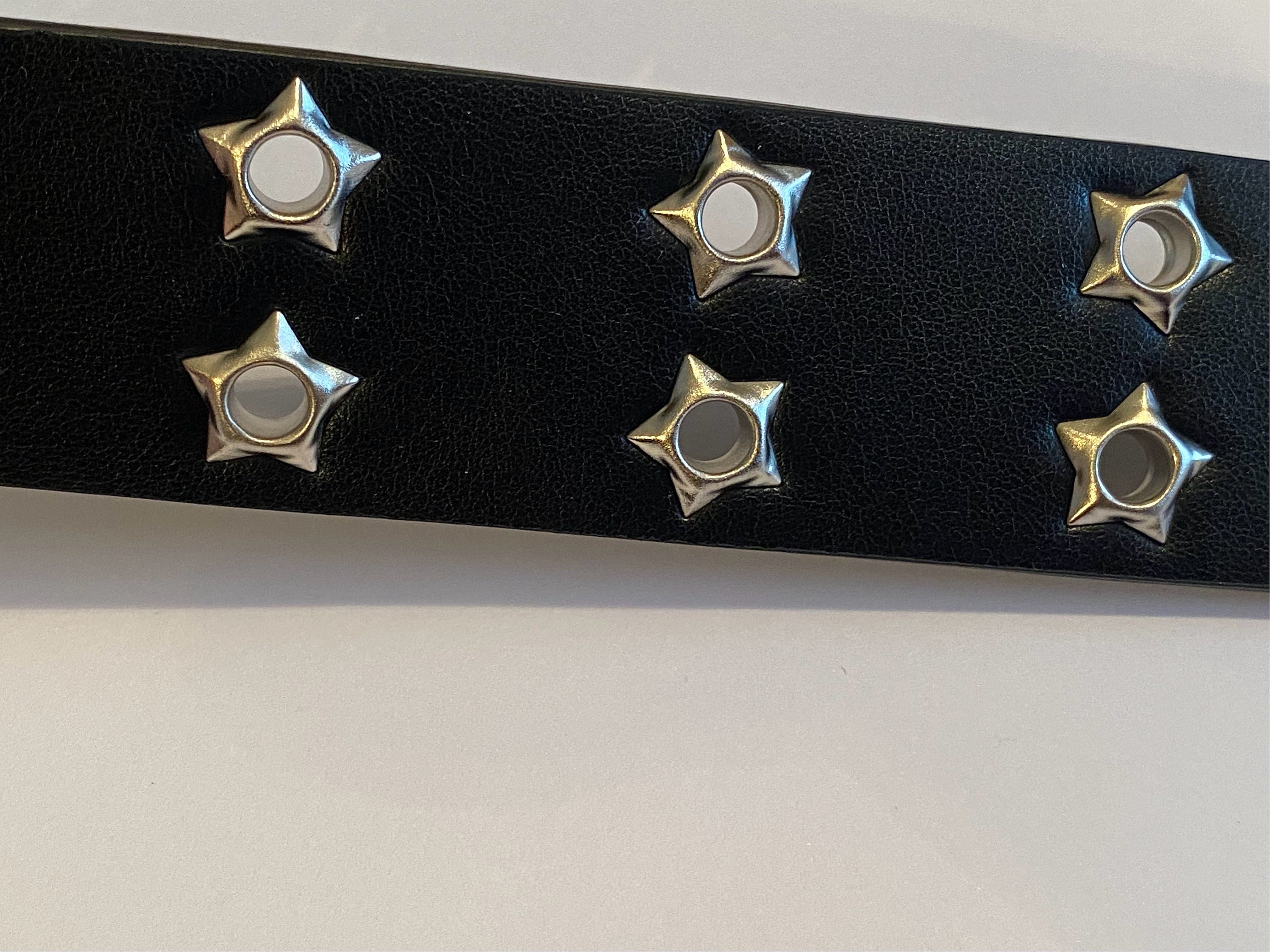 Double Grommet Star Belt with Chains, Punk Goth Accessory Black Double Grommet Belt: Gothic Punk Rock Studded Belt - Etsy main image 2