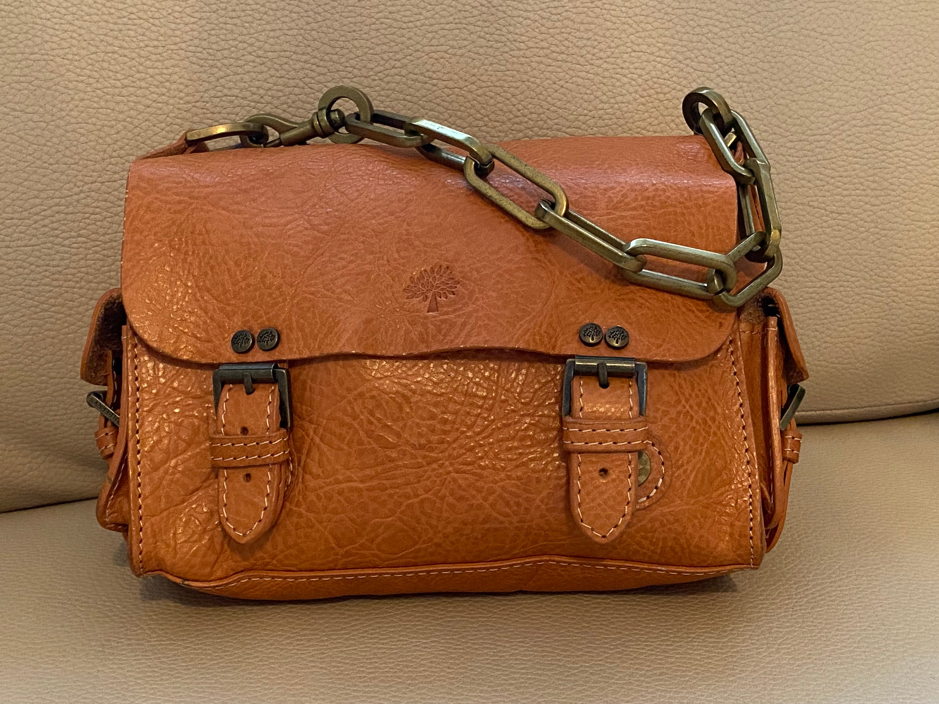 Mulberry Brooke Designer Pre loved Oak Darwin Leather Chain link