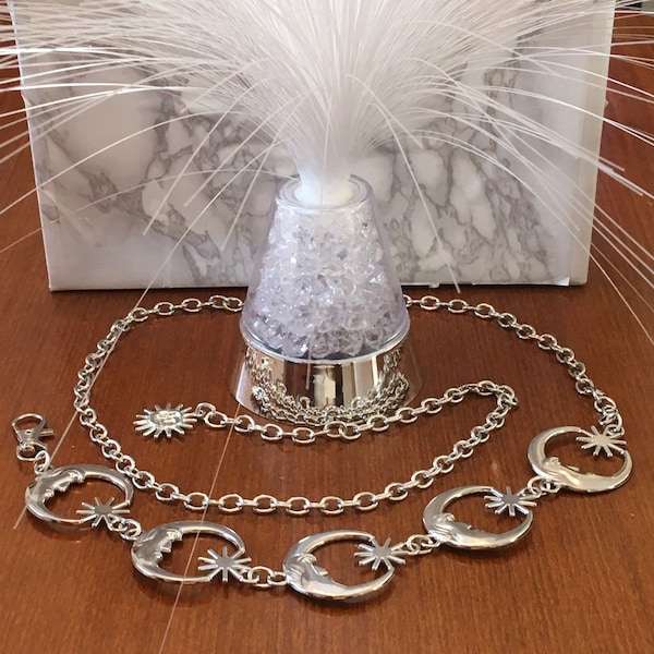 Gothic Moon & Stars Chain Belt - Silver Celestial Fashion Belt