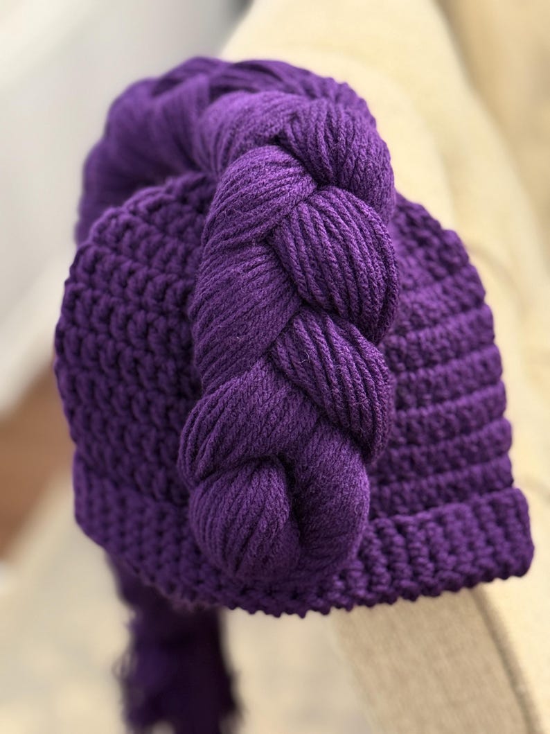 Handmade Rumi beanie KPop Demon hunter cosplay hat Rumi costume purple braid unique kids birthday gift image 9