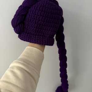 Handmade Rumi beanie KPop Demon hunter cosplay hat Rumi costume purple braid unique kids birthday gift image 10