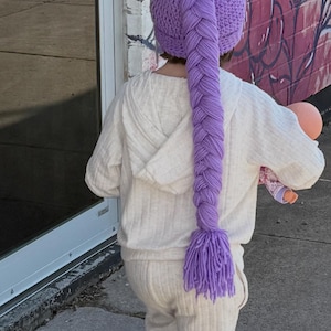 Handmade Rumi beanie KPop Demon hunter cosplay hat Rumi costume purple braid unique kids birthday gift image 1