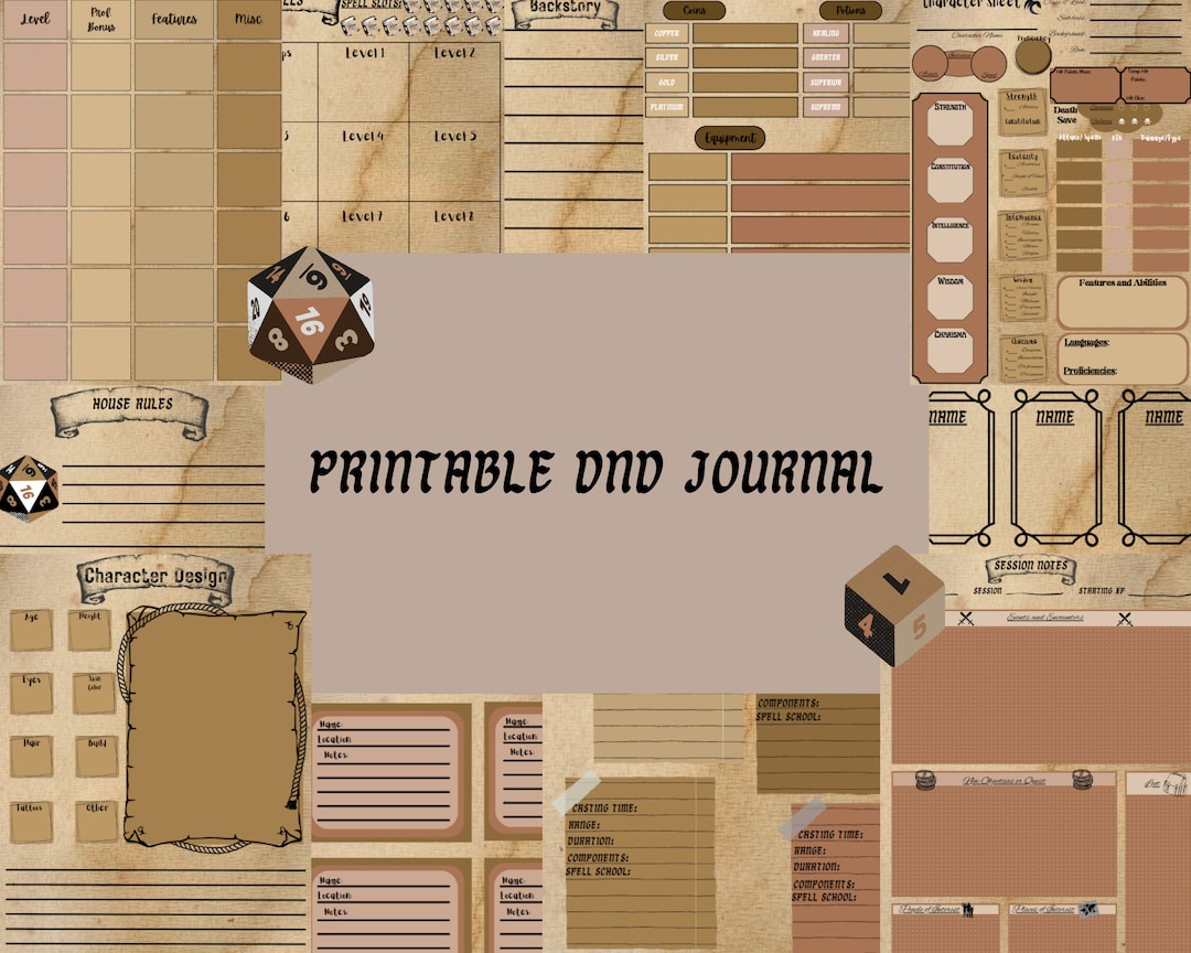 Printable Dnd Character Journal, DND Character Sheet With Spell Cards Printable Dnd Character Journal, DND Character Sheet With Spell Cards