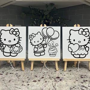 Hello Kitty Birthday Paint Party: Pre-Printed Canvases & Favors for Kids' Art Activities image 4
